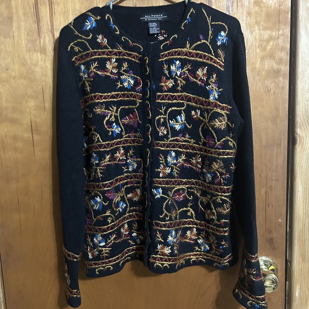 All Points Cardigan Sweater Womens Small Vintage Cottagecore